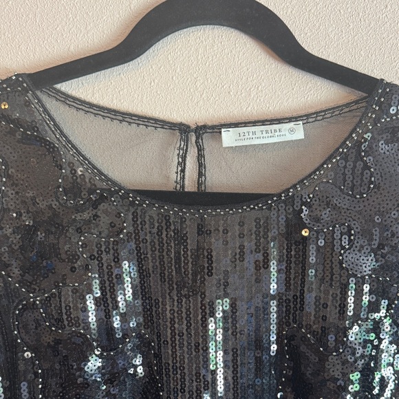12th Tribe Black Sheer Sequin Dress - Picture 4 of 5